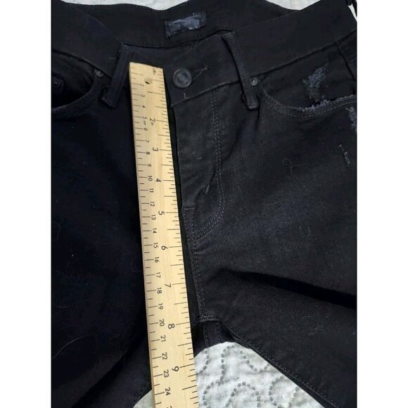 Mother Jeans Women 26 Black Distressed Skinny Looker Ankle Fray Guilty As Sin - Picture 8 of 9